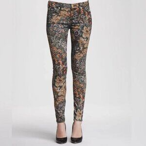 7 for All Man Kind Digital Tapestry Print Stretch Skinny Jeans - Size 25 -